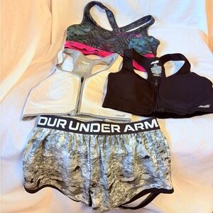 Avia Sports Bras and Shorts Set - Black, White, Pink, Green